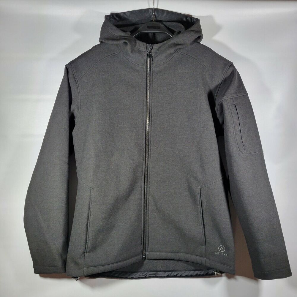 AETHER Pinnacle 1.0 Grey Woven Wool Blend Hooded Full Zip Jacket Size L / 3 $450